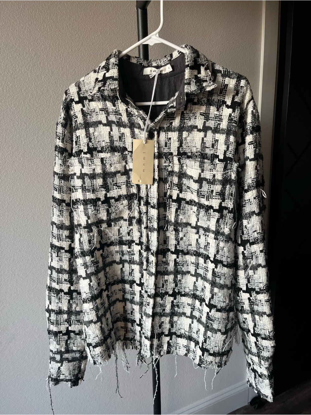MNML Black & White Woven Fringe Jacket